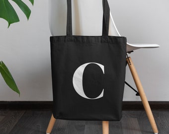 Monogramm-Einkaufstasche, ursprüngliche Einkaufstasche, personalisierte Namens-Einkaufstasche, personalisierte Einkaufstasche, schwarz-weiße Tasche, Brautjungfer-Tasche.