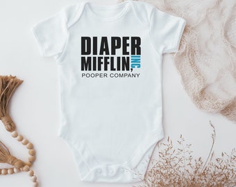 Diaper Mifflin Pooper Company Baby Vest,  The Office Baby Vest, Newborn Baby Baby Vest, Dwight, Michael Scott Baby Vest