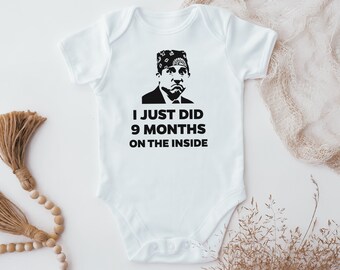 I Just Did 9 Months Baby Baby Vest,  The Office Baby Vest, Newborn Baby Baby Vest, Dwight, Michael Scott Baby Vest