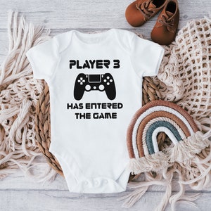 Personalised Player 3 Baby Vest, Player 2, Gaming Dad, Future Gamer Baby Vest, Baby Shower Gift, Baby Gamer, Baby Announcement