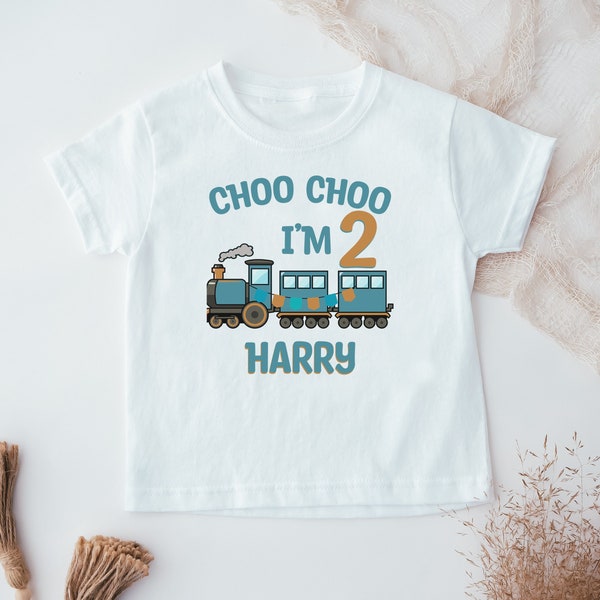 T-shirt I'm 2 Choo Choo, 2e anniversaire, deuxième anniversaire, chemise garçon 2e anniversaire, train Choo Choo, chemise anniversaire personnalisée