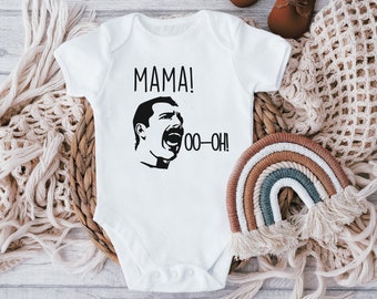 Mama ooooh Body, lustiger Spruch Onesie, Queen Rock Band Geschenk, Boho Bodysuit, Schwangerschaftsankündigung, lustiges Baby Grow, Geschenk zur Babyparty