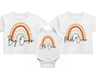 Neef boho regenboog T-shirt, bijpassende broer of zus outfits, neef bemanning outfit, kinder T-shirt, kinderen, neven beste vrienden bijpassende