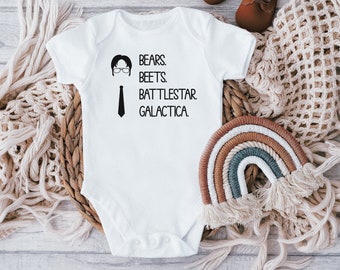 Bears Beets Battlestar Baby Bodysuit, Funny Baby Grow, The Office Baby Vest, Newborn Baby Baby Vest, Dwight Baby Vest