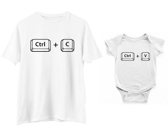 Chemise Ctrl C, combinaison Ctrl C + Ctrl V, chemise familiale assortie, chemise famille drôle, chemise papa et moi, t-shirt maman et moi, t-shirt famille