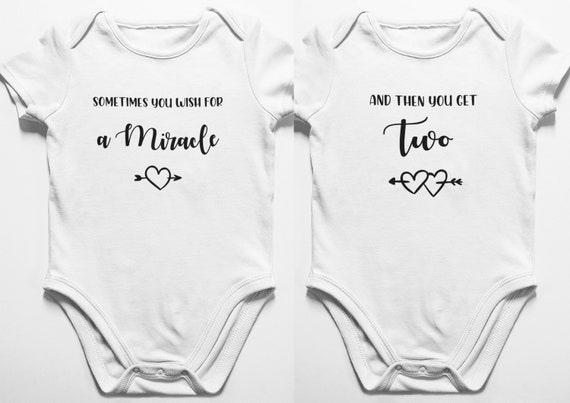 Wish for a Miracle Baby Vest, Twins Baby Bodysuit, Pregnancy Announcement,  Baby Shower Gift, Gift for Twins, Baby Names -  Canada