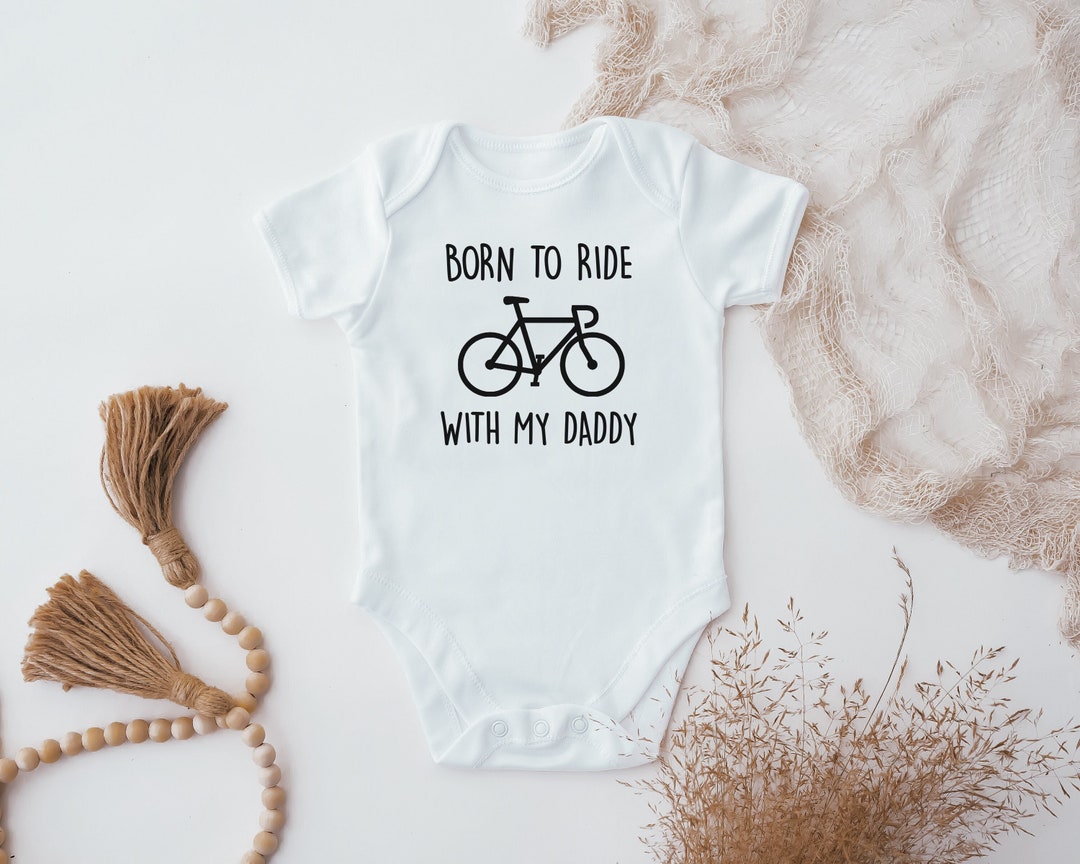 Bavaglino Bambino 'Born To Ride With Dad' - Ciclismo, Body Neonato, Regalo Papà