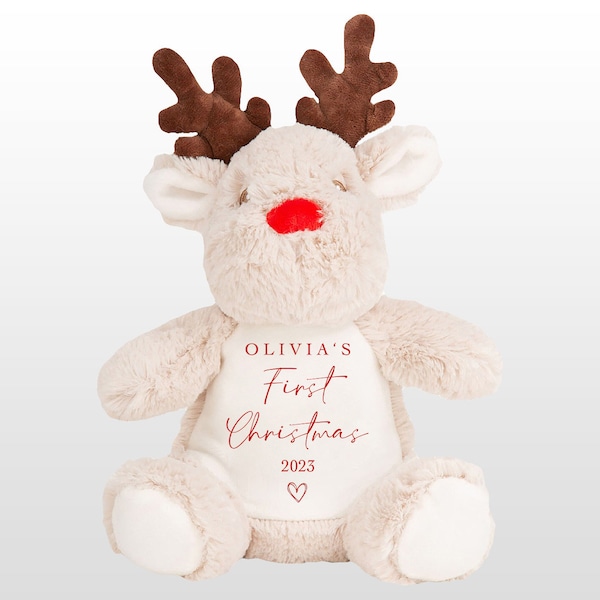 First Christmas Reindeer Teddy, Reindeer Soft Toy, Baby Christmas Gift, Your name, Custom Teddy Gift, Soft Toy, Rudolf Reindeer, Keepsake