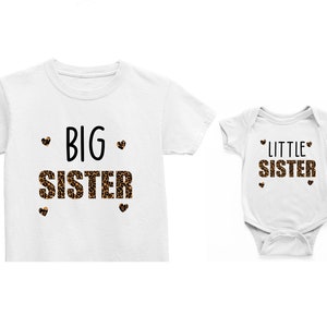 Big Sister Little Sister, Matching Sister Outfits, Big Sister Outfit, Animal Print Shirt, Big Sis, lil Sis Outfit, Baby Shower, Baby Reveal