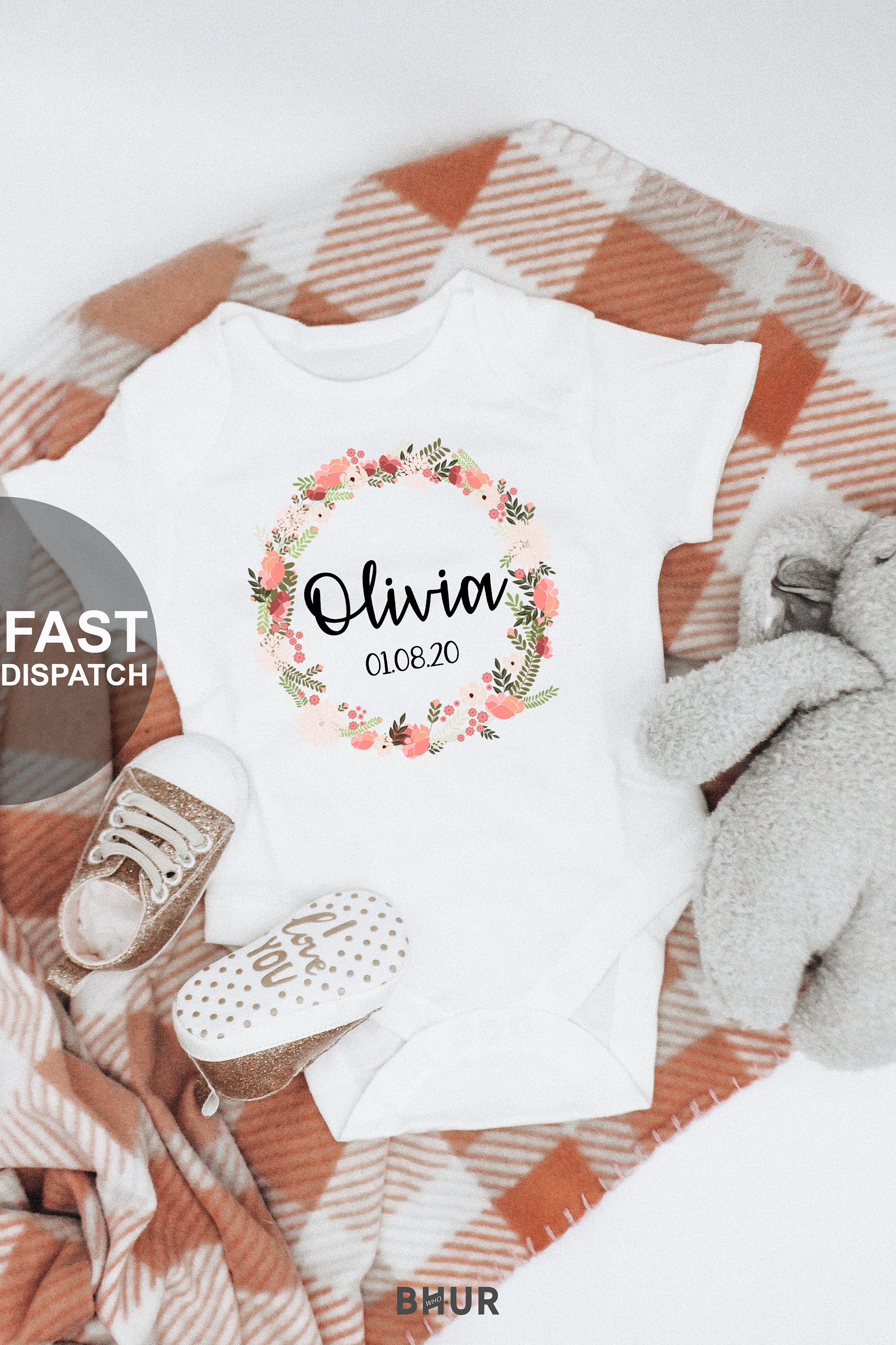 Personalised Floral onesie Floral Baby Onesie Baby Etsy