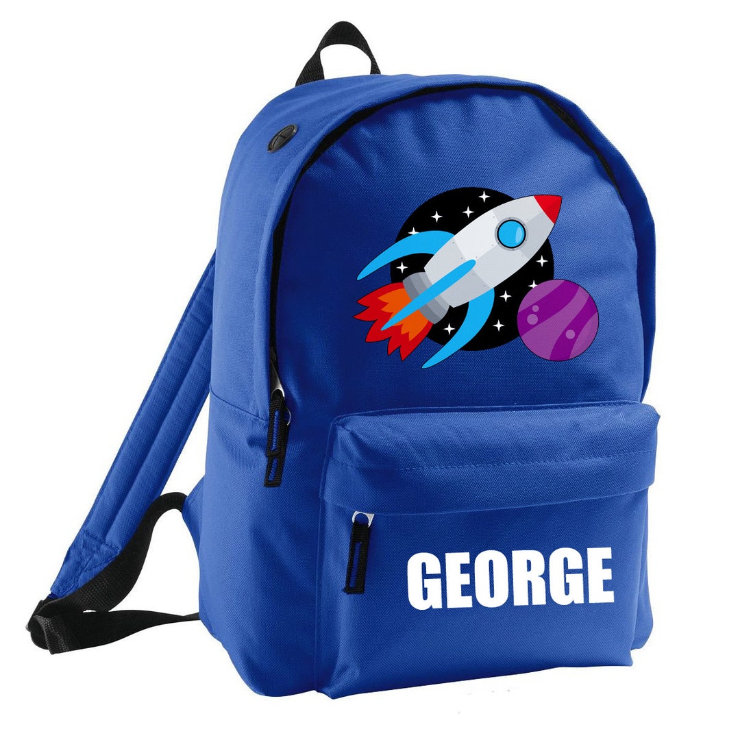 Kids Personalised Rocket Backpack Space School Bag Kids Etsy UK