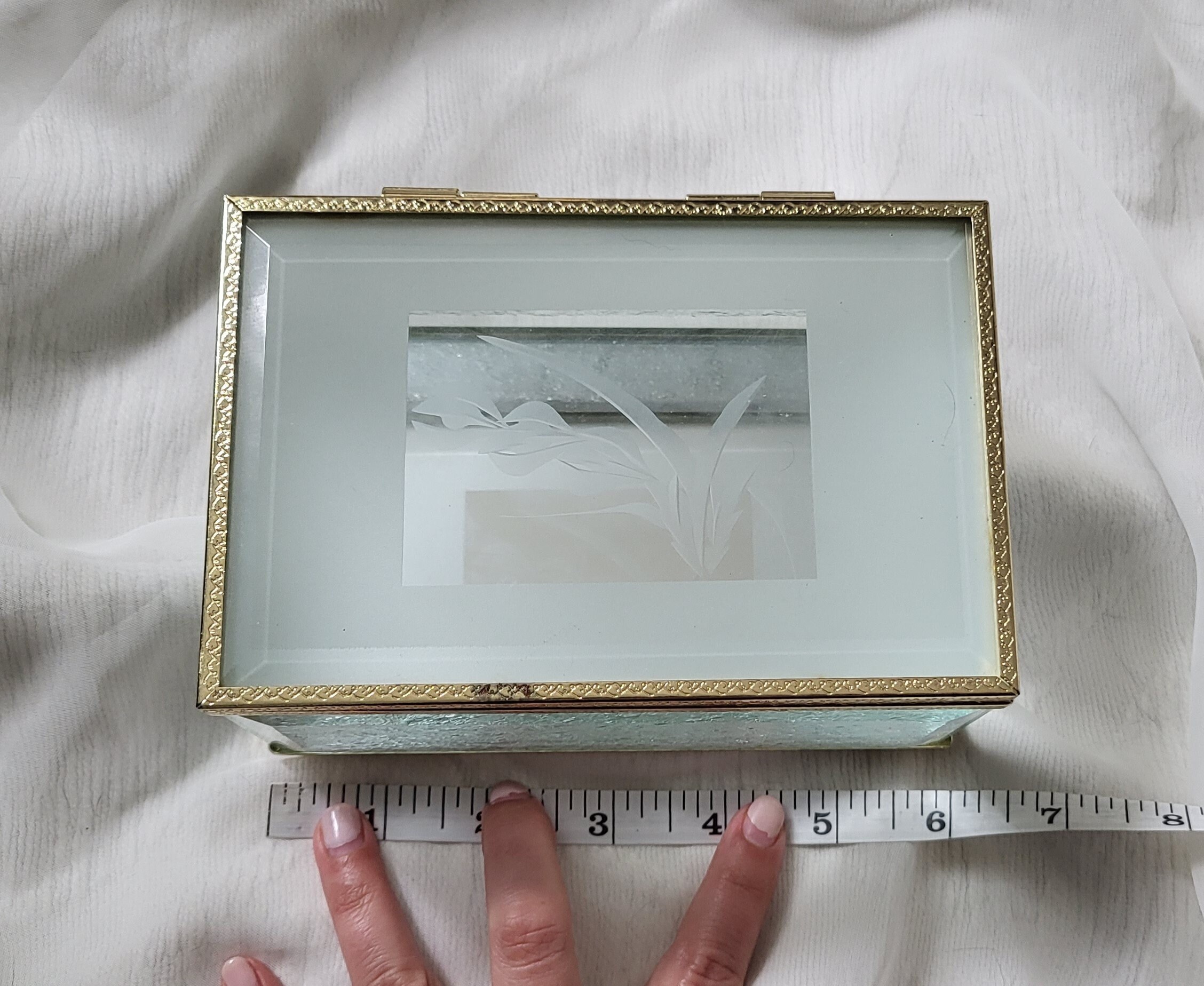 Vintage Brass & Glass Jewelry Box Etsy Canada