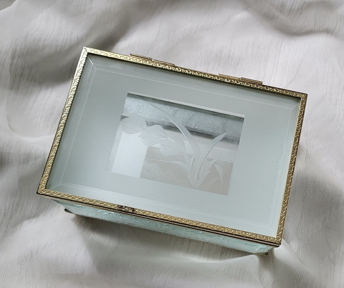 Vintage Brass & Glass Jewelry Box Etsy Canada