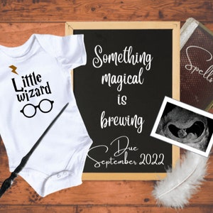 Editable Instant Download Wizard Pregnancy Announcement Chalkboard | Digital Baby | Magic Baby Social Media Photo Prop | Little Wizard