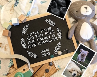 Dog Family Pregnancy Announcement | Editable Chalkboard Photo Prop (Digital Download)