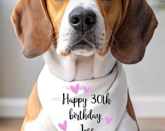 Happy Birthday Dog Bandana | Personalised Dog Bandana | Birthday Mum | Birthday Dad | Milestone Birthday