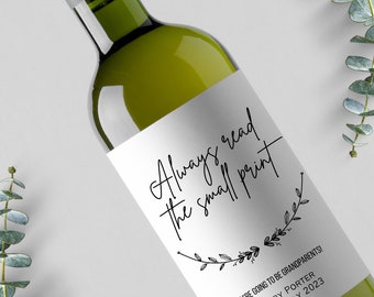 Personalized Pregnancy Announcement Wine Label | Grandparent Reveal