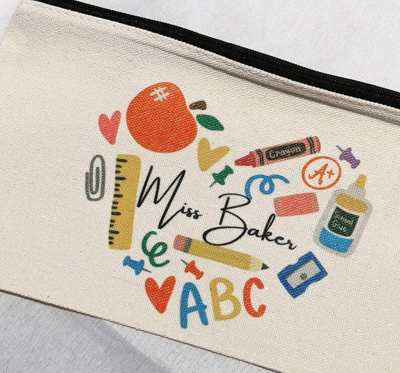 Personalized Teacher Pencil Case – Custom Canvas Pouch, Teacher Gift ...