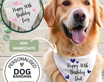 Personalised 30th Birthday Dog Bandana | Custom Pet Accessory
