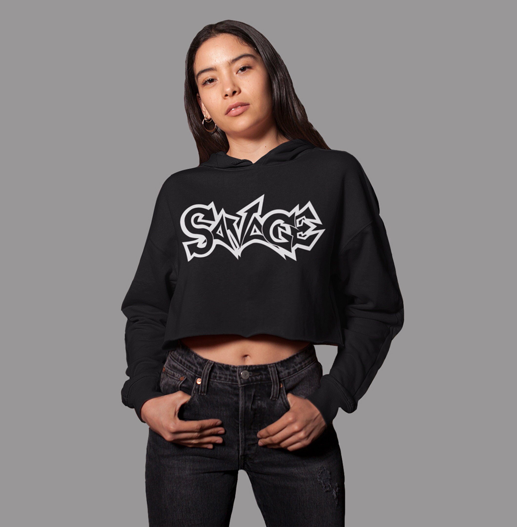 savage crop top hoodie