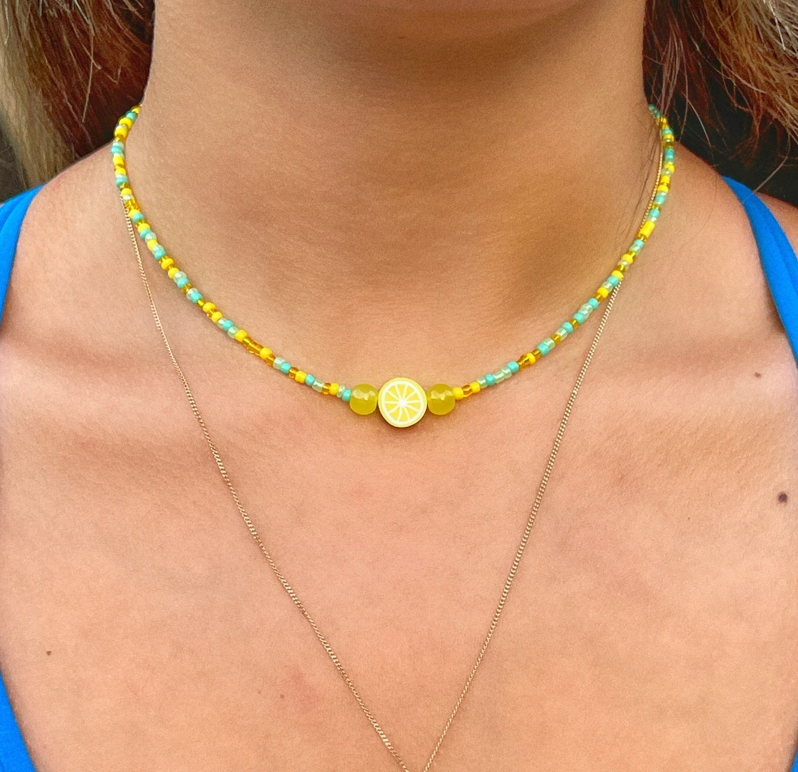 Fresh Lemonade Beaded Necklace Etsy