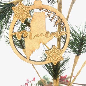 Maine Ornament, Christmas Ornament, Ornament Exchange, States Ornament, Custom Ornament, Gift Tag, Friend Gift, Neighbor Gift, Maine Gift