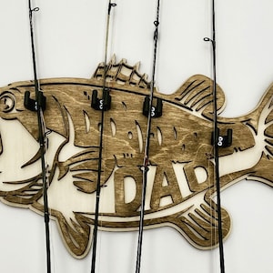 Large Mouth Bass Fishing Pole Holder/Grandpa/Papa/Dad/Father&#39;s Day Gift/ Gift for Him/Fishing Rod Holder