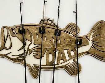 Large Mouth Bass Fishing Pole Holder/Grandpa/Papa/Dad/Father&#39;s Day Gift/ Gift for Him/Fishing Rod Holder