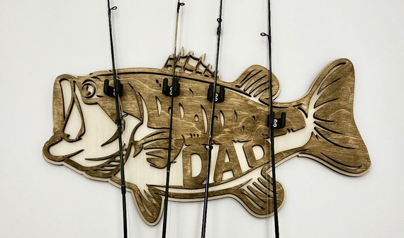Large Mouth Bass Fishing Pole Holder/grandpa/papa/dad/father's Day Gift/  Gift for Him/fishing Rod Holder 