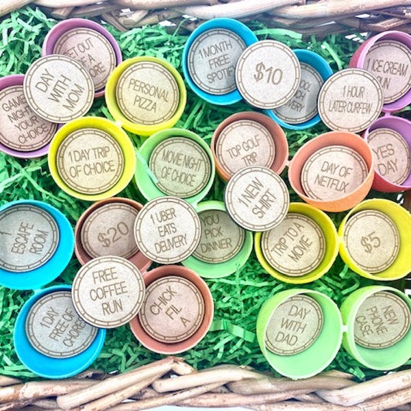 Reusable Teenager Reward Tokens 26, Easter Tokens, Easter Basket Fillers, Egg Hunt Favors, Teen Easter Gifts, Teen Easter Basket Filler,Teen