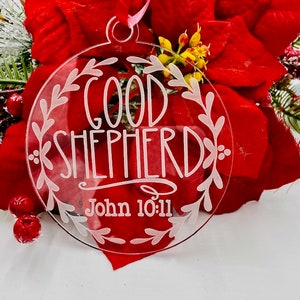 Good Shepherd, Christmas Ornament, Christian Gifts, Church Gifts, neighbor Gifts, Jesus, Christmas Decor, Acrylic Christmas Ornament,