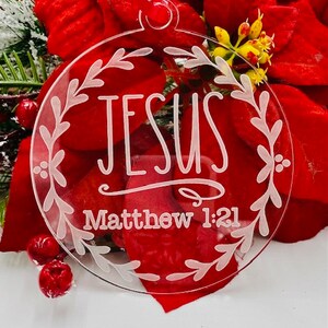 Christian Ornament, Christmas Decor, Jesus, Christmas Ornament, Acrylic Ornament, Church Gifts, Neighbor Gifts, Christian Gift, Christmas