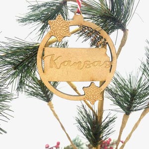 Kansas Ornament, Christmas Ornament, Christmas Decoration, Ornament Exchange, Gift Tag, Neighbor Gift, Friend Gift, Kansas, States Ornament