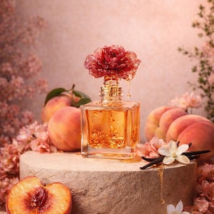 Perfume natural artesanal Sweetheart de flor de durazno con aroma floral afrutado, fragancia femenina seductora.