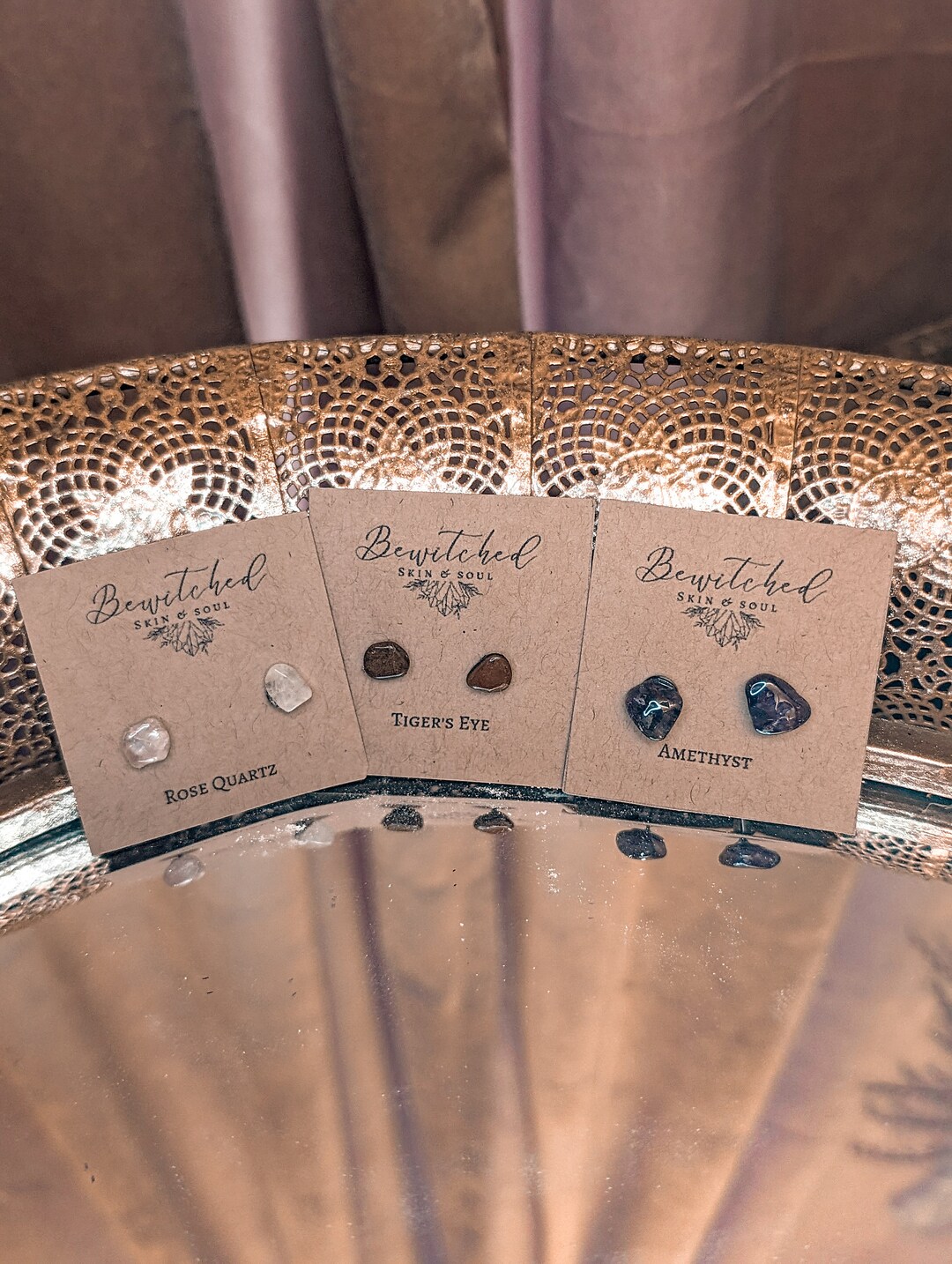 Natural Gemstone Ball Stud Earrings - Rose Quartz, Onyx, Carnelian, Amethyst & More
