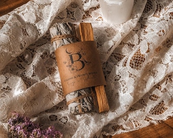 Sage & Selenite Smudge Bundle to Cleanse and Protect with Sage, Palo Santo, and Selenite Crystal