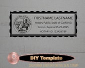 California eNotary Electronic Digital Seal Stamp DIY Editable Template Download for Remote Online Notary.