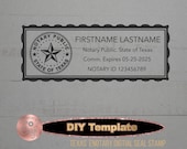 Texas eNotary Electronic Digital Seal Stamp DIY Editable Template Download for Remote Online Notary.