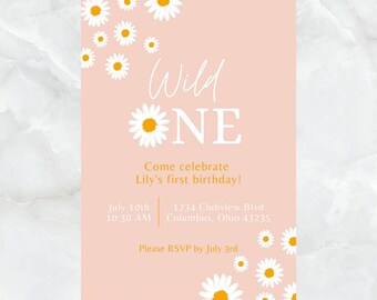 Wild One Customizable 1st Birthday Invitation - 5x7, Digital Download