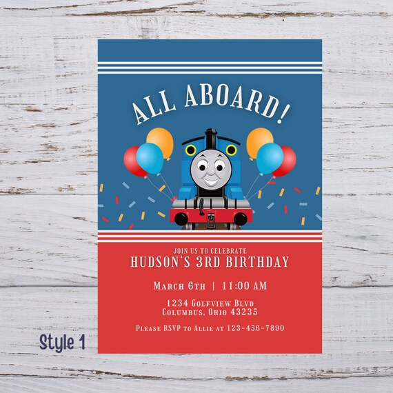 Thomas the Train Customizable Birthday Invitation 5x7 Etsy