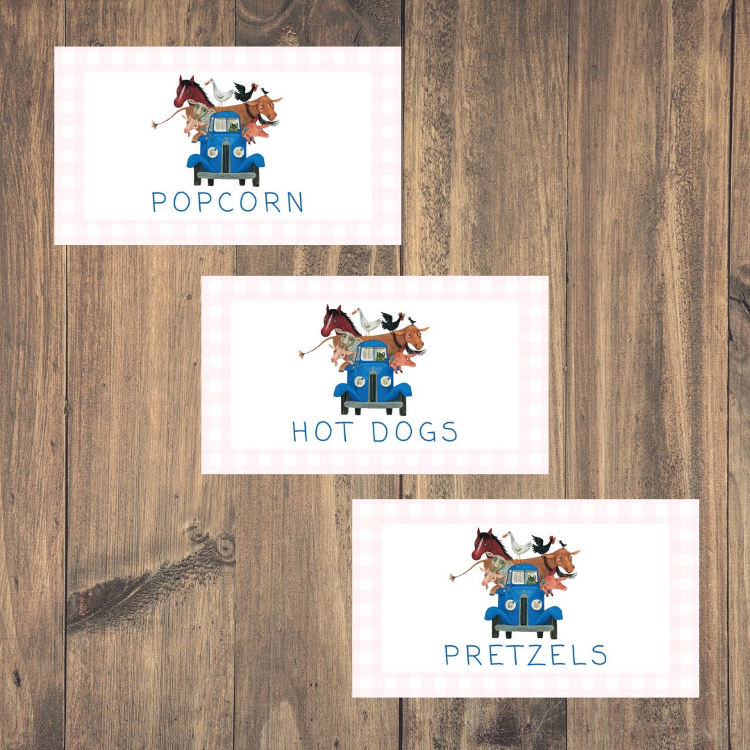 Blue Truck Customizable Printable Food Tents 4x3.5 Foldable | Etsy