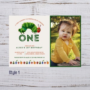 Caterpillar Customizable Photo Birthday Invitation - 5x7, Digital Download