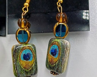 Tey's Stone, Wood, and Metal Earrings
