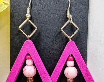Tey's Stone, Wood, and Metal Earrings
