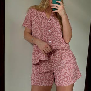 Muslin Pajama set Double Gauze sleepwear Animal print pyjama Crinkle cotton pajamas Bridal Bachelorette pajama set Muslin marle loungewear