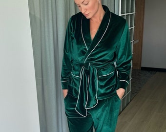 Velvet Pajama Set for Women, Velour Pajamas, Luxury Loungewear