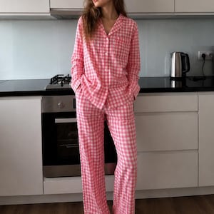 Organic Cotton Plaid Pajama Set: Washed Cotton Loungewear Bridal Party PJs