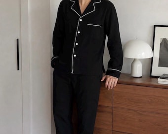 Men's Muslin Pajama Set: Double Gauze Loungewear