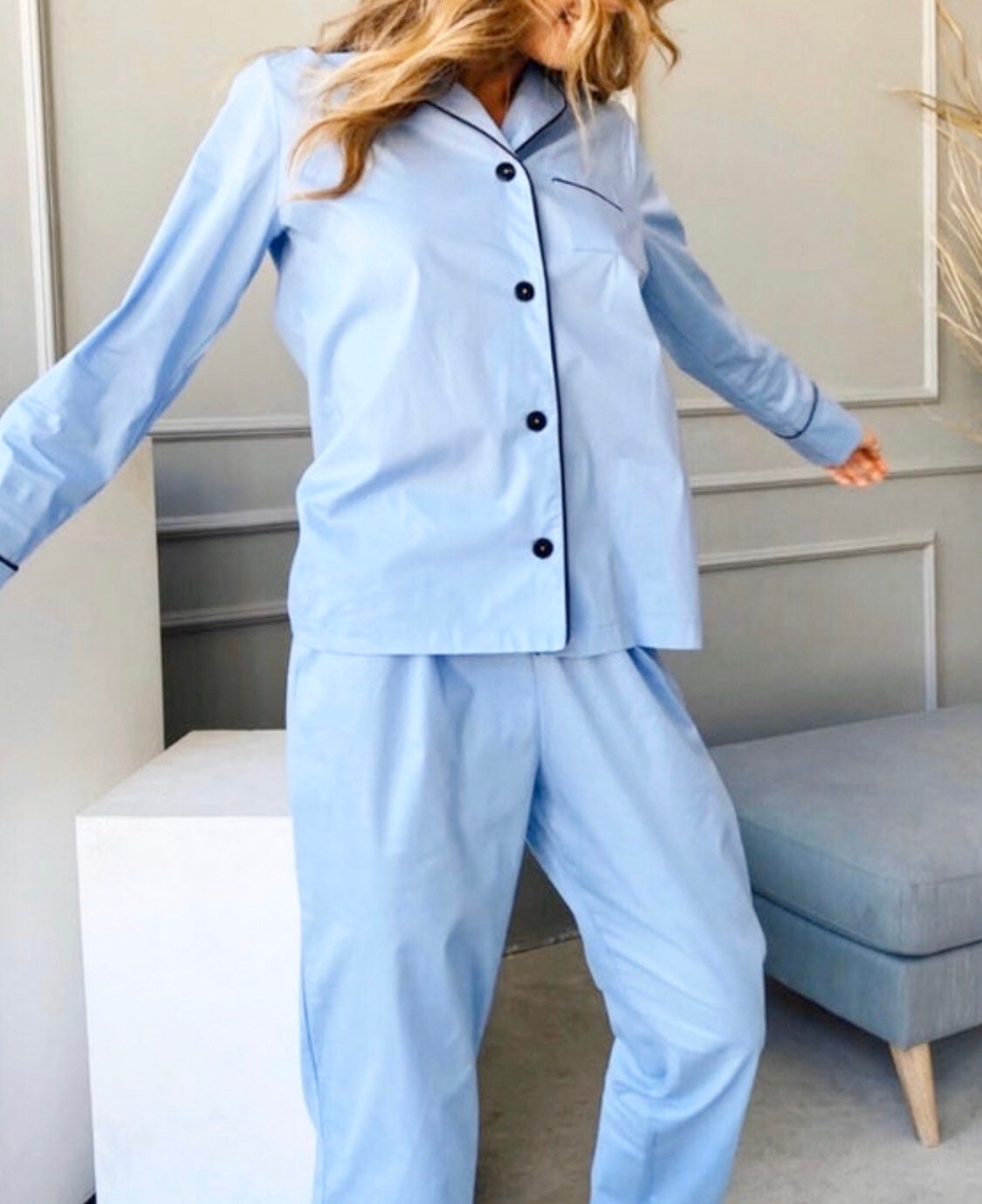Women cotton organic pajama set nightwear PJs Clothing Women | Etsy