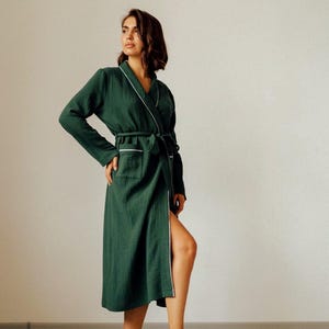 Mousseline katoenen badjas biologisch gaas badjas lichtgewicht kimono spa loungewear afbeelding 8